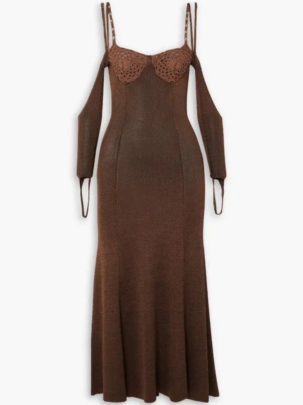 NWT Isa Boulder “Other Reality” Brown Knit Crochet Dress Size S
